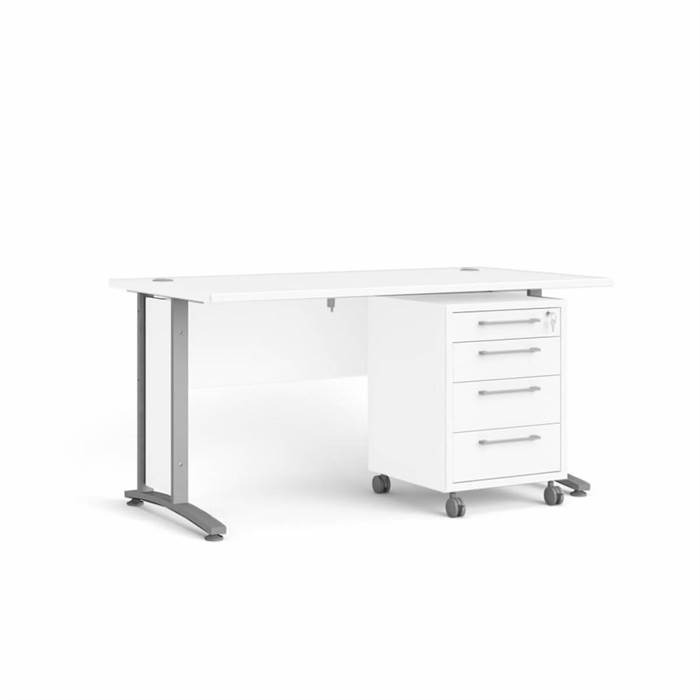 Tvilum Prima Komb. skrivebord - 150 cm - hvid / metal : Erling Christensen Møbler