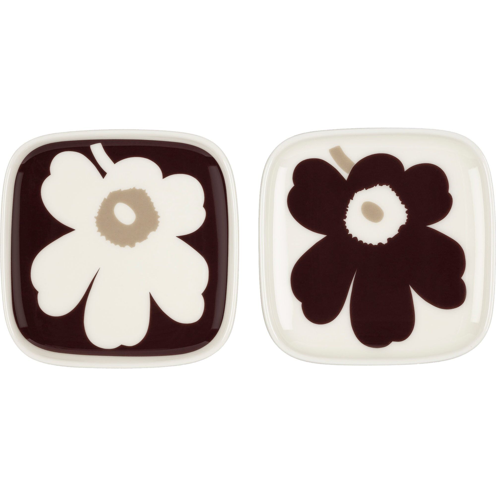 Marimekko Oiva Unikko tallerken, 10x10 cm, 2-pack