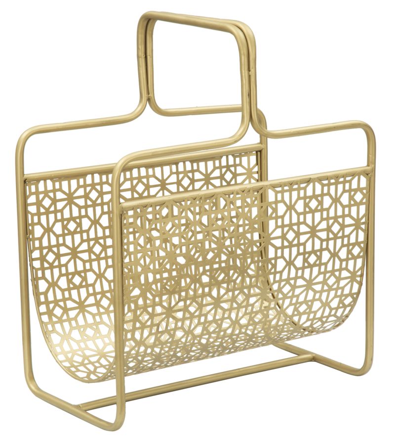 Glam magasinstativ i guldfarve, metal  -  37x22x44 cm