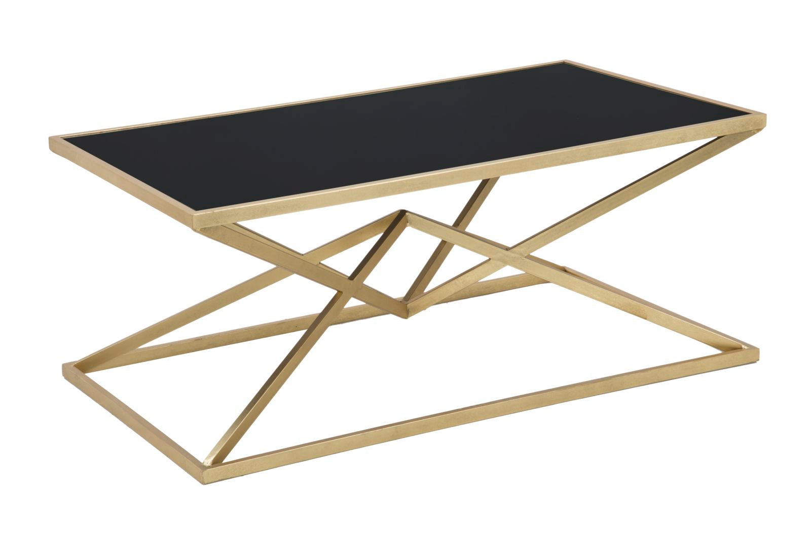 Glam bord i guldfarve, jern/glas  -  110x60x45 cm