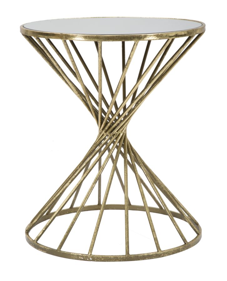 Glam bord i guldfarve, jern, mdf og glas  -  42x50 cm