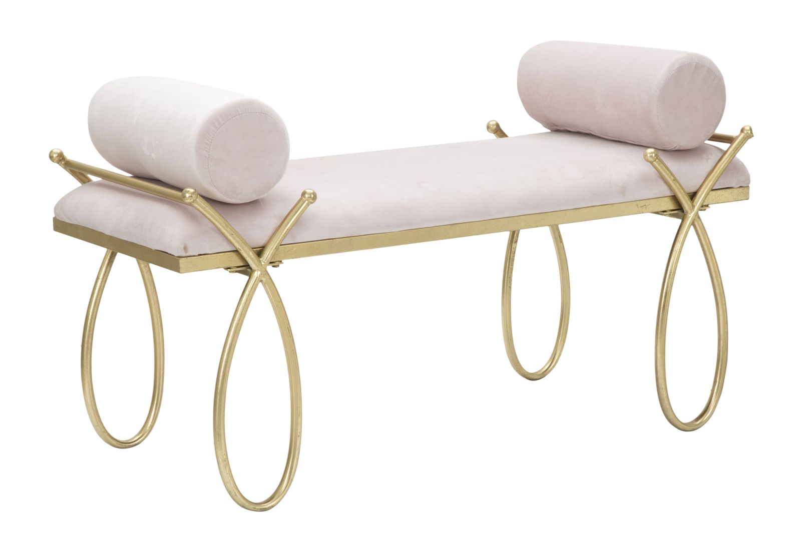 Velour bænk med guldramme  -  112x49 cm