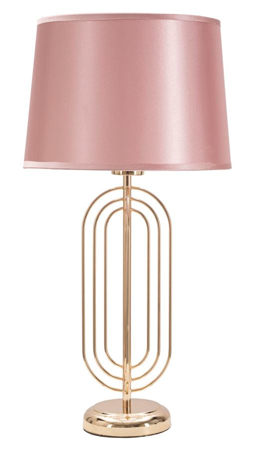 Glam bordlampe i pink, metal og stof  -  28x55 cm