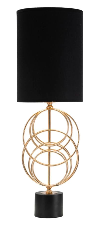 Glam bordlampe i guldfarve og sort, metal og stof  -  22x5x65 cm