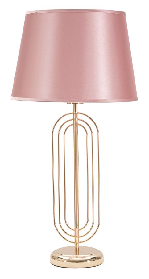 Glam bordlampe i pink, metal og stof   -  33x64 cm