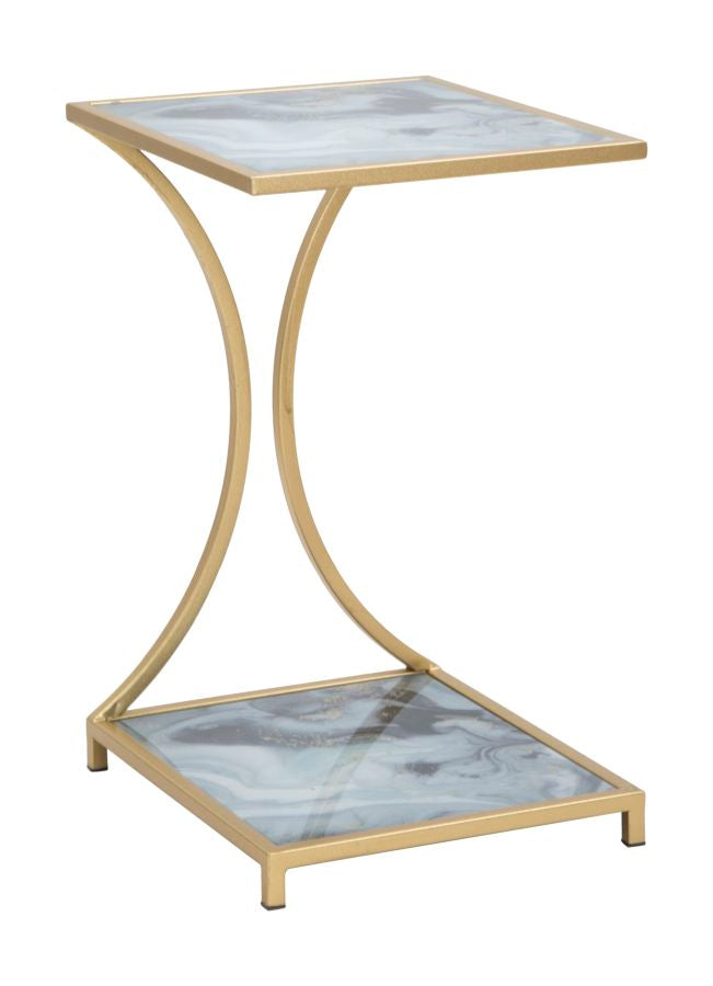 Glam bord i guldfarve, metal mdf og glas  -  40x35x60 cm
