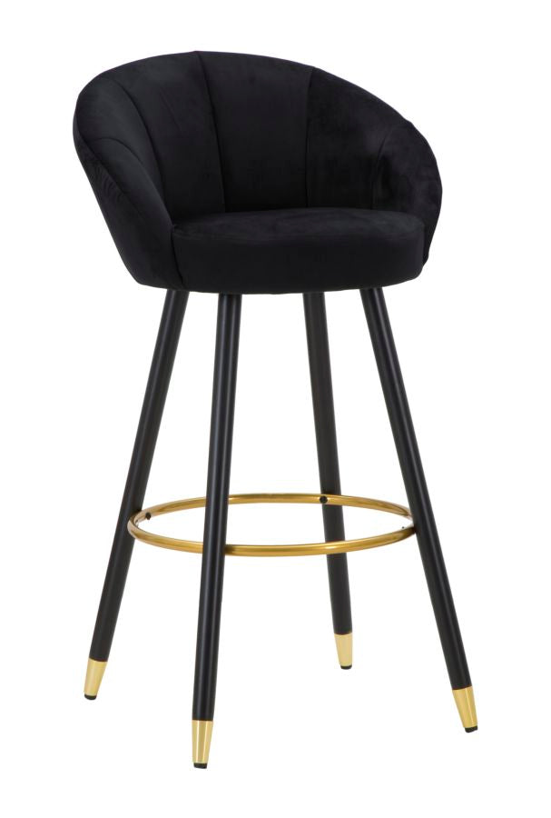 Glam barstol i træ, metal og stof  -  55x56x104 cm