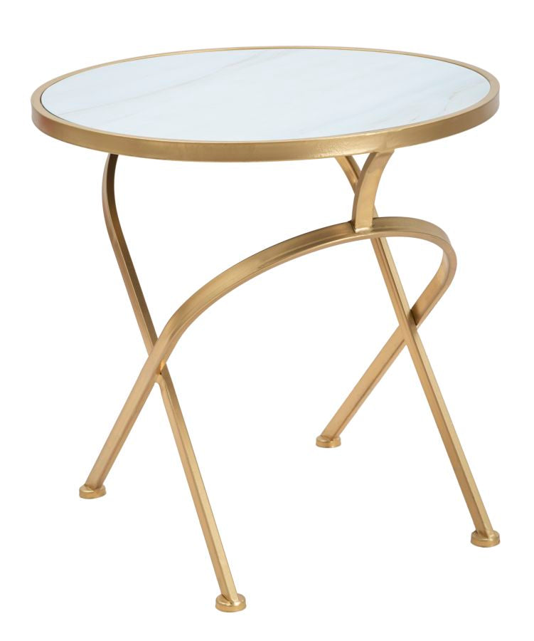 Glam bord i guldfarve, jern, mdf og glas  -  50x5x50 cm