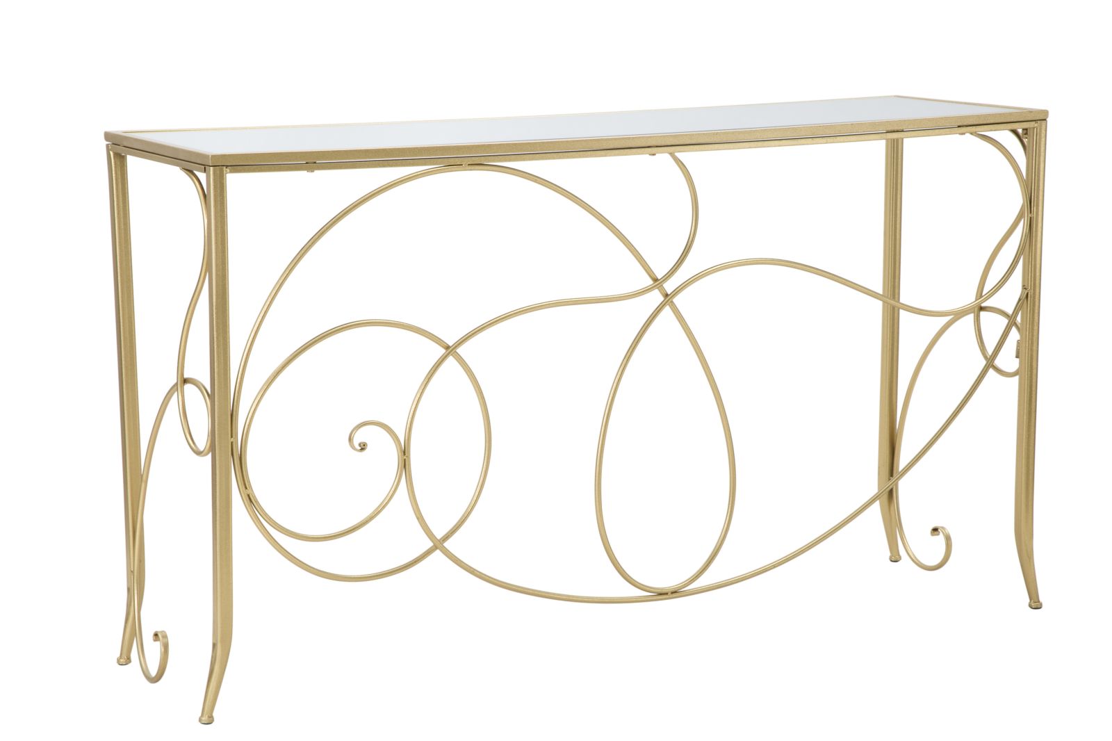 Glam konsolbord i guldfarve, metal og MDF  -  140x40x80 cm