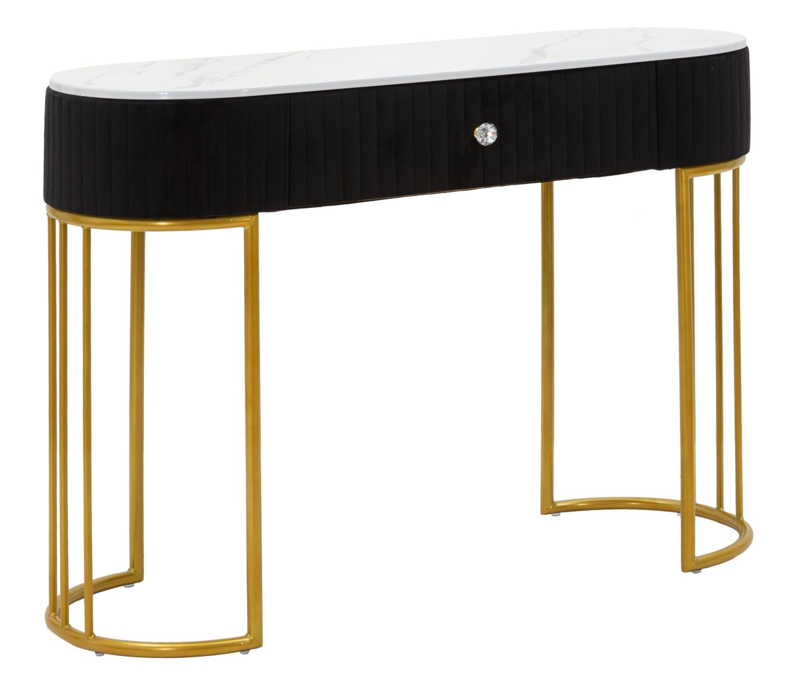Glam konsolbord, metal, træ og stof  -  100x43x74 cm