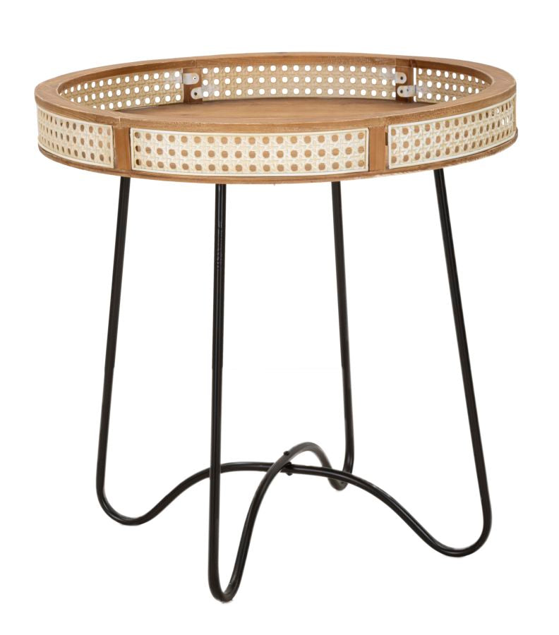 Boho chic bord af jern og mdf  -  60x60x5 cm