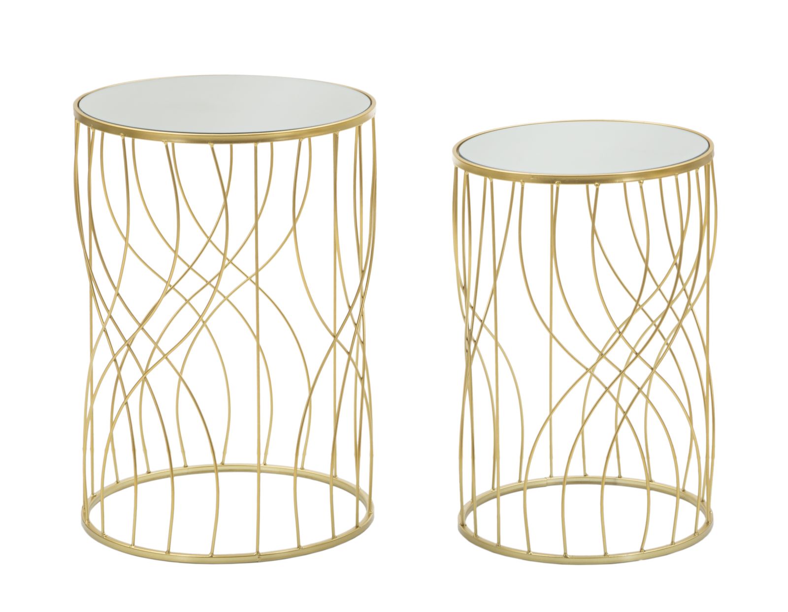 Glam borde i guldfarve, metal og MDF  -  38x55 33x50 cm