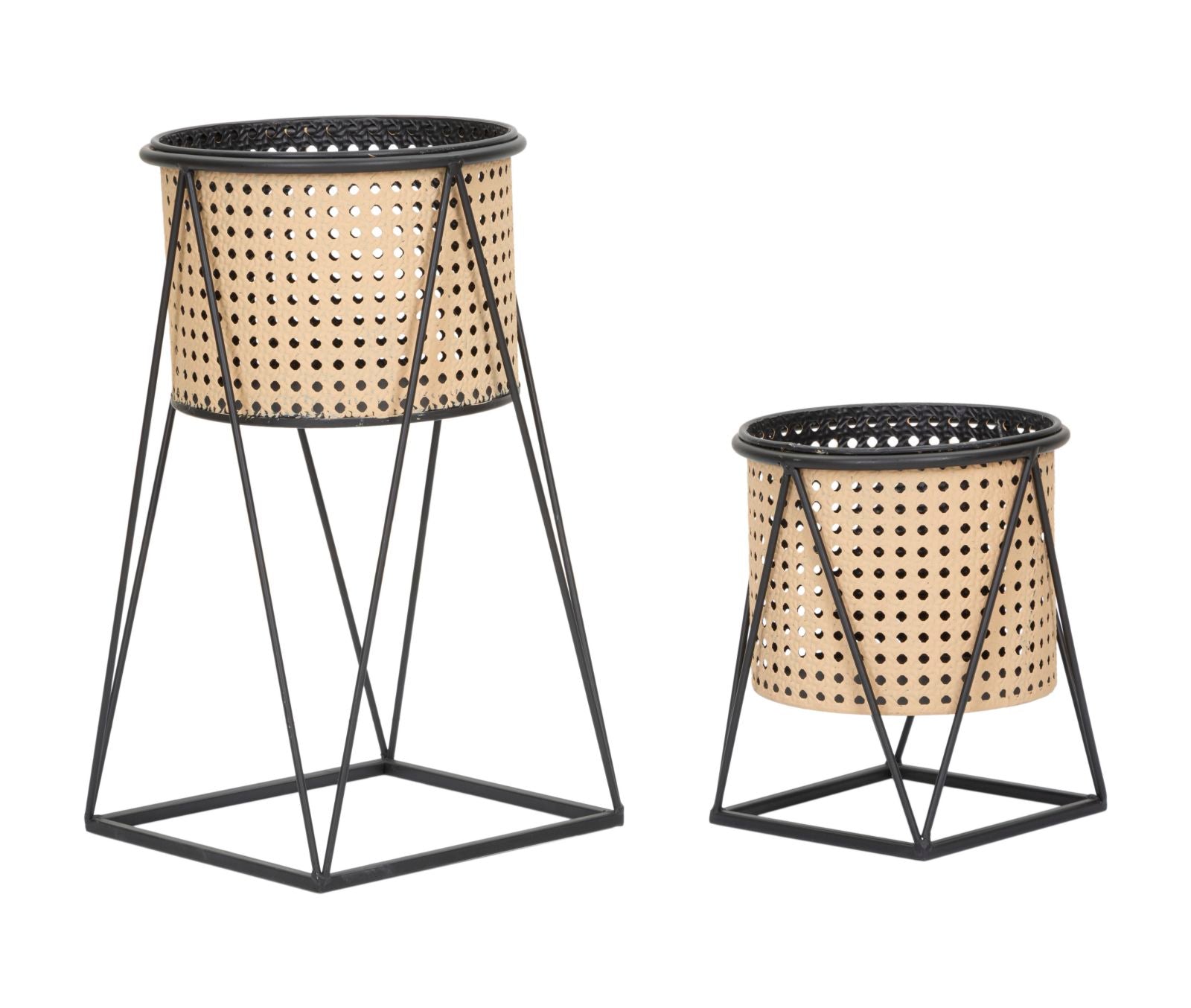 Boho chic vaser, metal  -  21x40, 19x22 cm