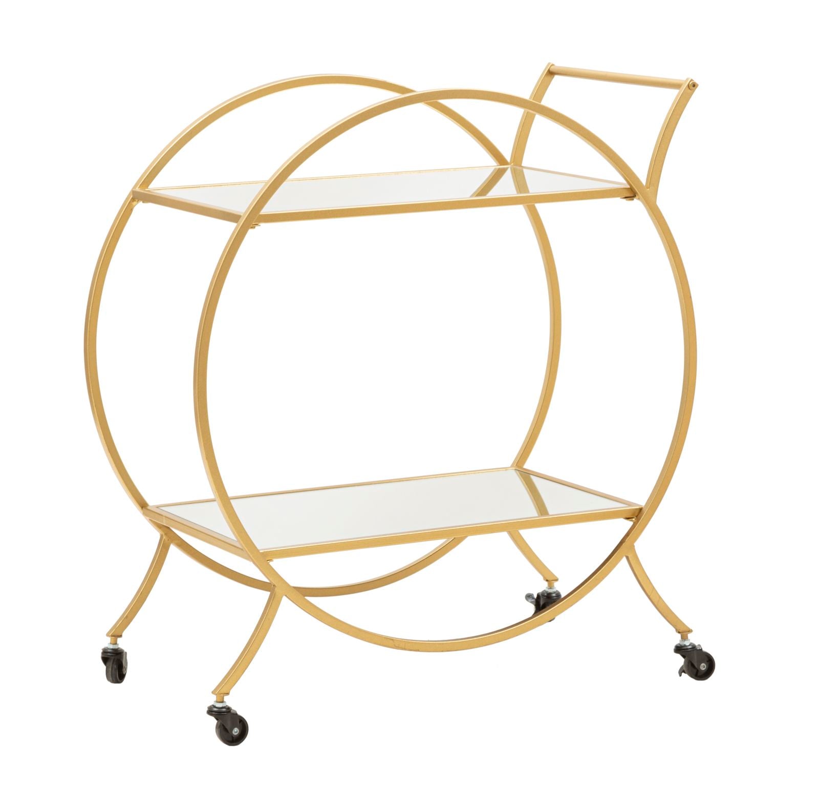 Glam rullevogn i guldfarve, metal, mdf  -  70x36x5 cm