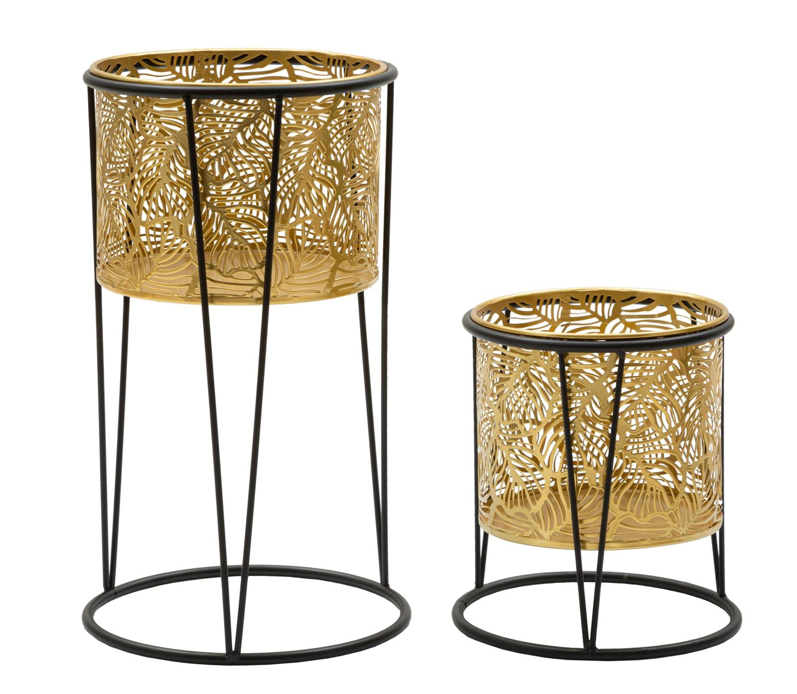 Glam vaser i guldfarve, metal  -  21x40 19x22 cm