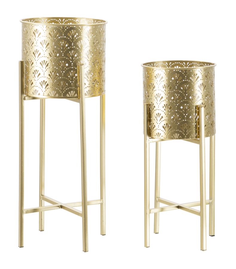Glam vaser i guldfarve, metal -  21x52 19x42 cm