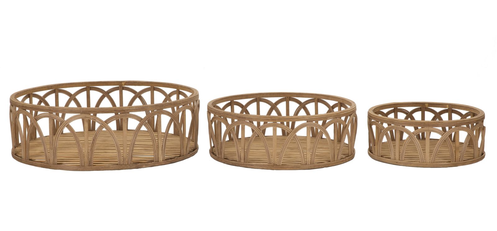 Boho chic bakker i rattan  -  50x16 og 40x14 og 30x12 cm