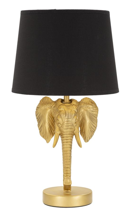 Glam bordlampe i sort, metal og stof  -  25x43 cm