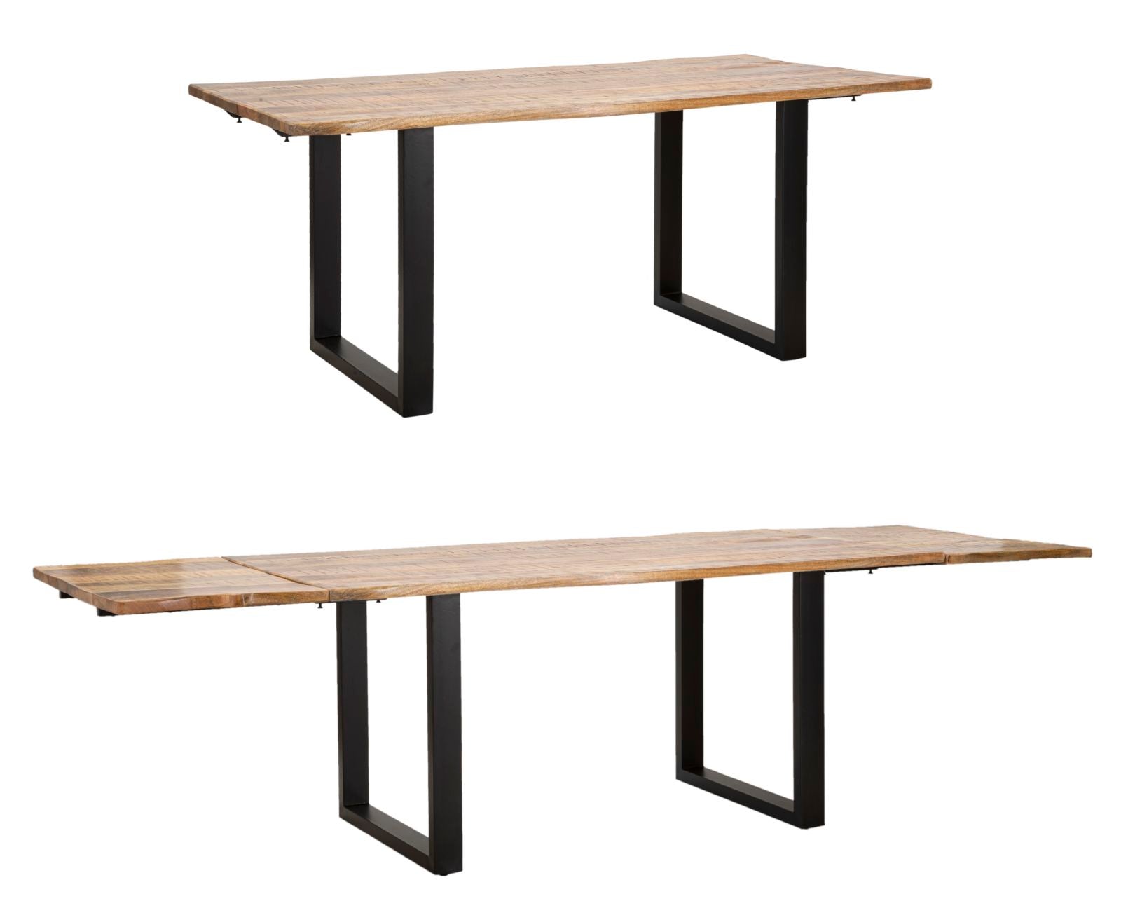Industrielt bord i sort, mangotræ og metal  -  180x90x77 cm