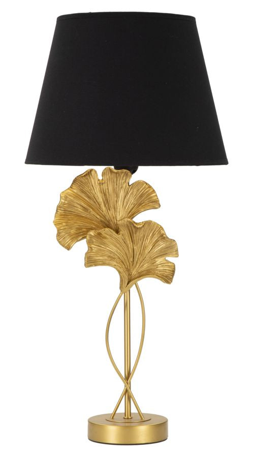 Glam bordlampe i guldfarve og sort,  metal, polyesin og stof  -  30x63 cm
