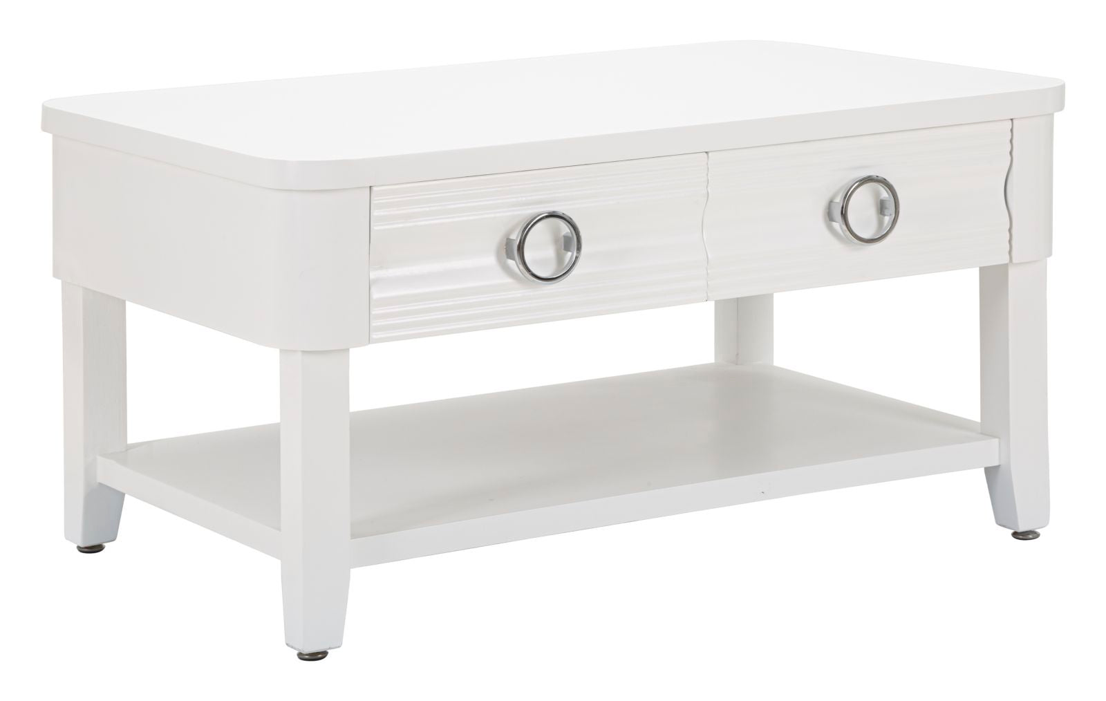 Glam bord i hvid, træ, mdf og metal  -  90x60x47 cm