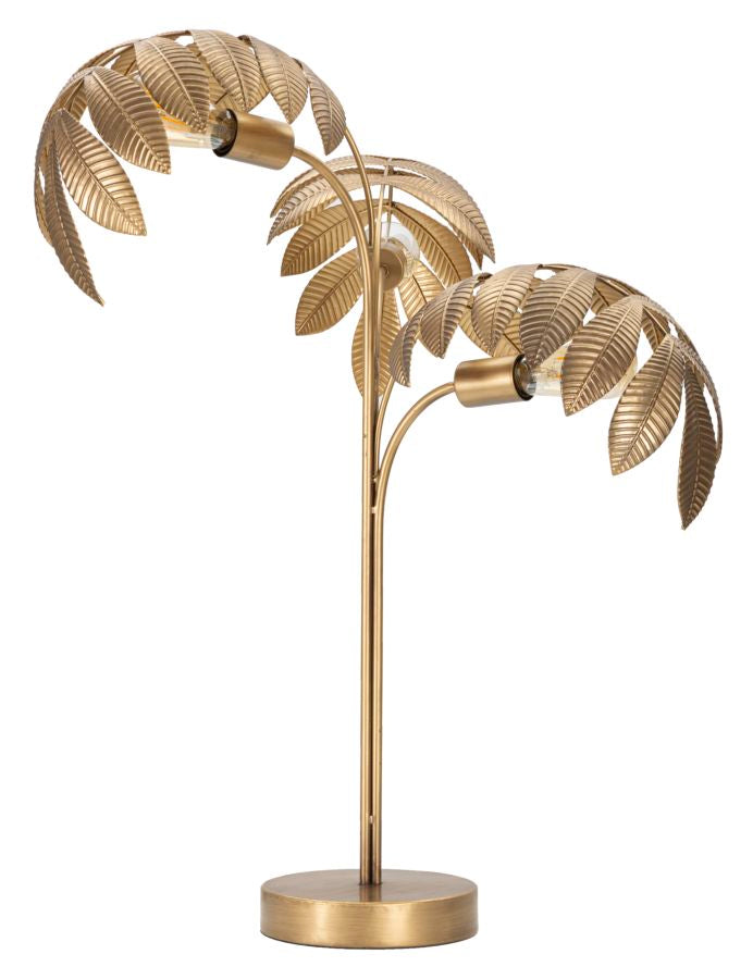 Glam bordlampe i guldfarve, metal  -  57x81 cm