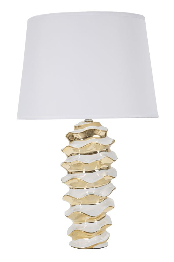 Glam bordlampe, keramik, jern og stof  -  33x53 cm