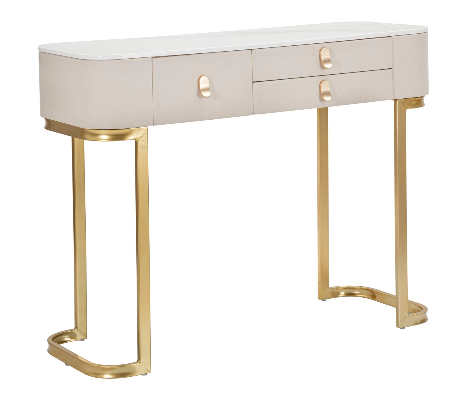 Glam konsolbord i guldfarve, fyrretræ, mdf og metal  -  100x40x80 cm
