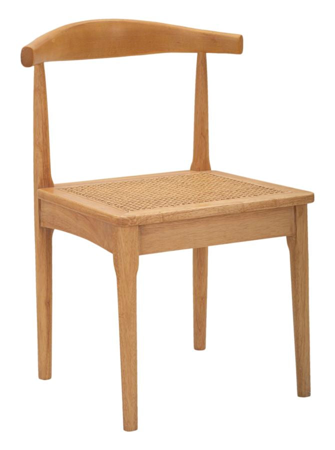 Boho chic stol, træ og rattan  -  54x54x70 cm