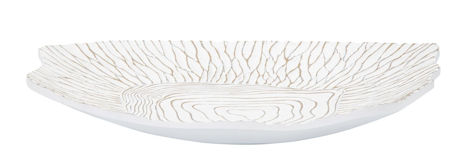 Boho chic bakke i hvid, polyresin  -  37x34x6 cm