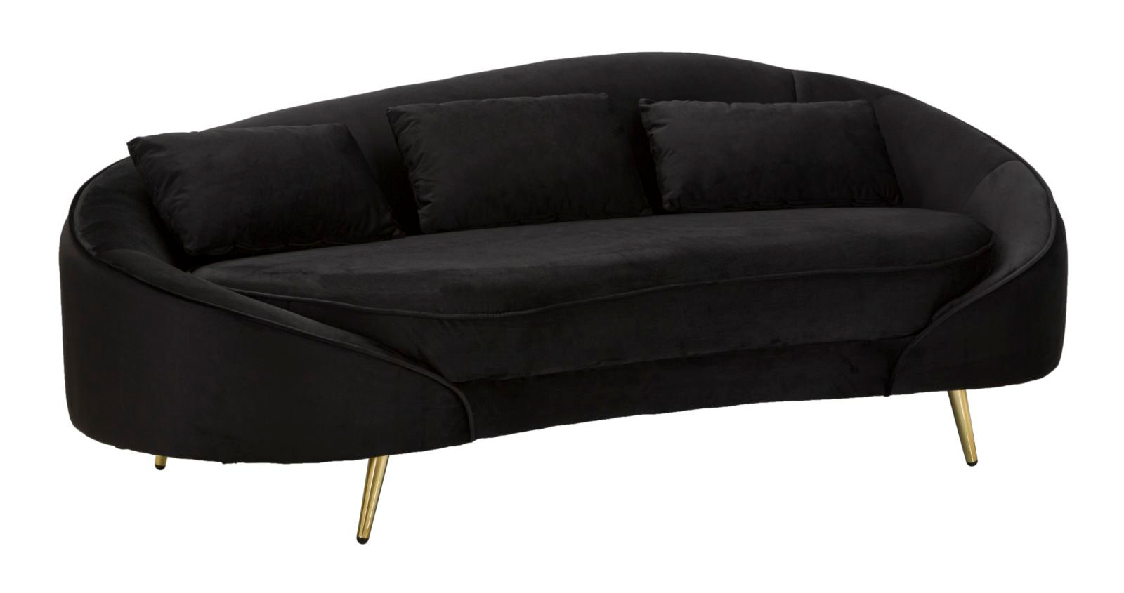 Glam sofa i træ, polyester og metal  -  185x84x68 cm