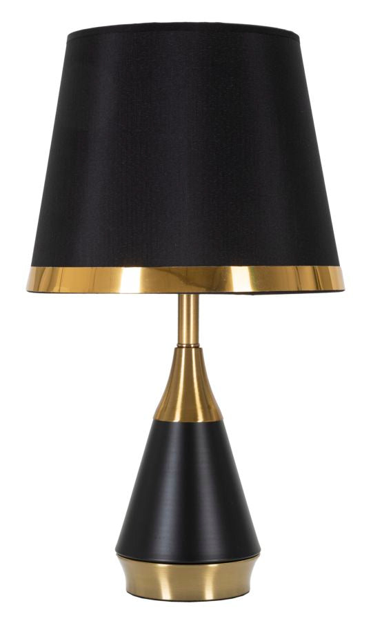 Glam bordlampe i guldfarve, metal og stof  -  28x50 cm