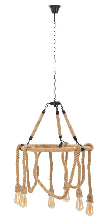Boho chic lampe i jern og reb  -  64x90 cm