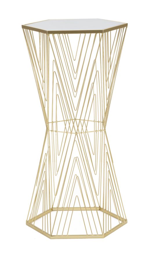 Glam sidebord i guldfarve, jern og spejl  -  40x35x80 cm