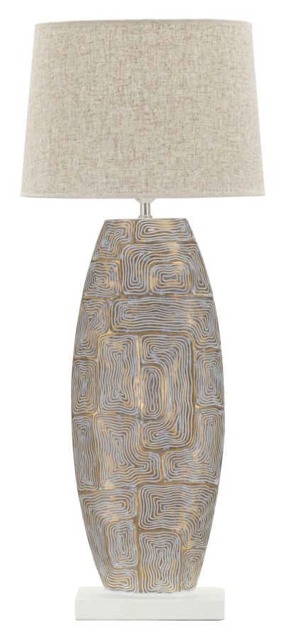 Moderne bordlampe i polyresin, jern og stof   -  38x90 cm