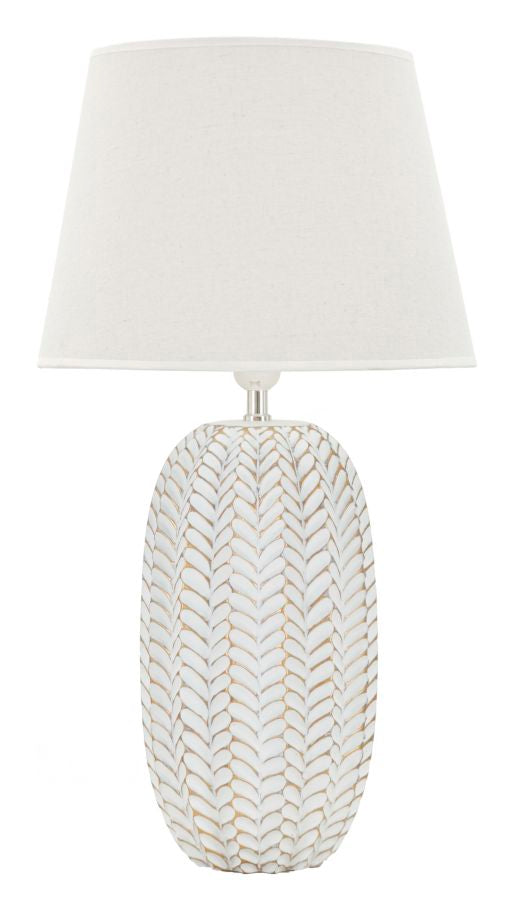 Moderne bordlampe i polyresin, jern and stof  -  35x65 cm