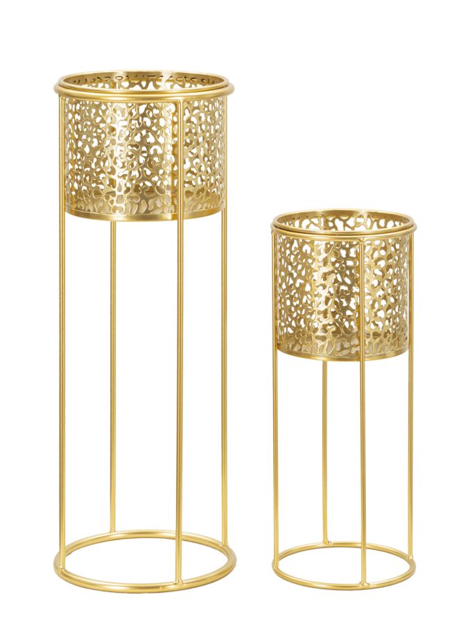 Glam vaser i guldfarve, metal   -  17x46 og 14x34 cm