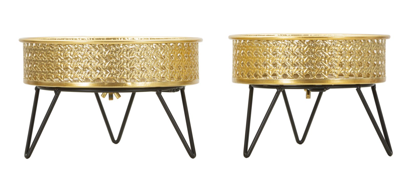 Glam vaser i guldfarve, metal   -  20x5x13 og 18x13 cm