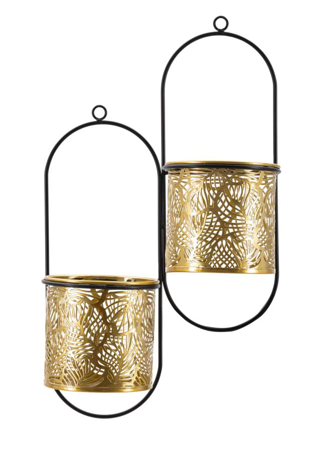 Glam vaser i guldfarve, metal  -  27x14x48 cm