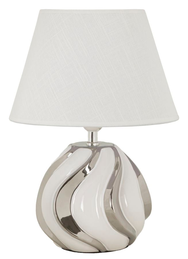 Glam bordlampe i keramik, jern og stof  -  30x42 cm