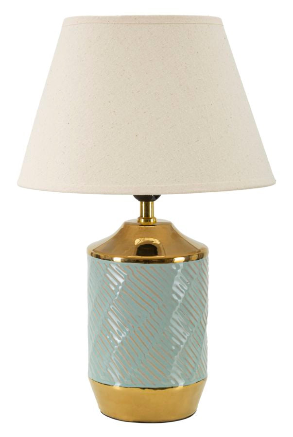 Glam bordlampe i keramik, jern og stof  -  30x47 cm