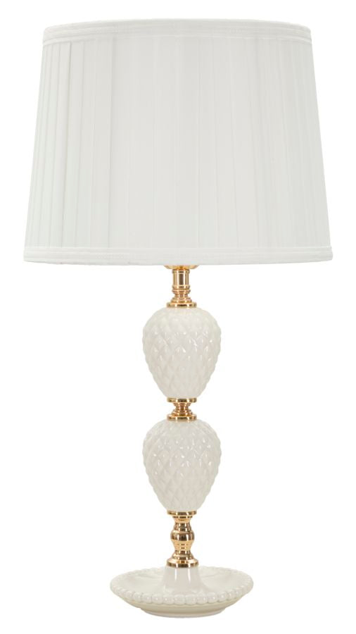 Glam bordlampe i keramik, jern og stof  -  30x57 cm