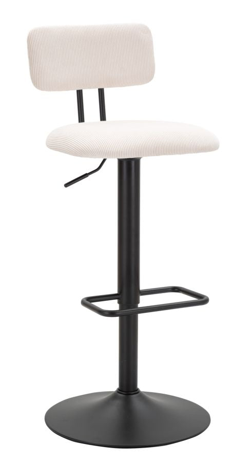 Barstol i hvid, jern, træ og polyester   -  41x47x5 106x5 cm