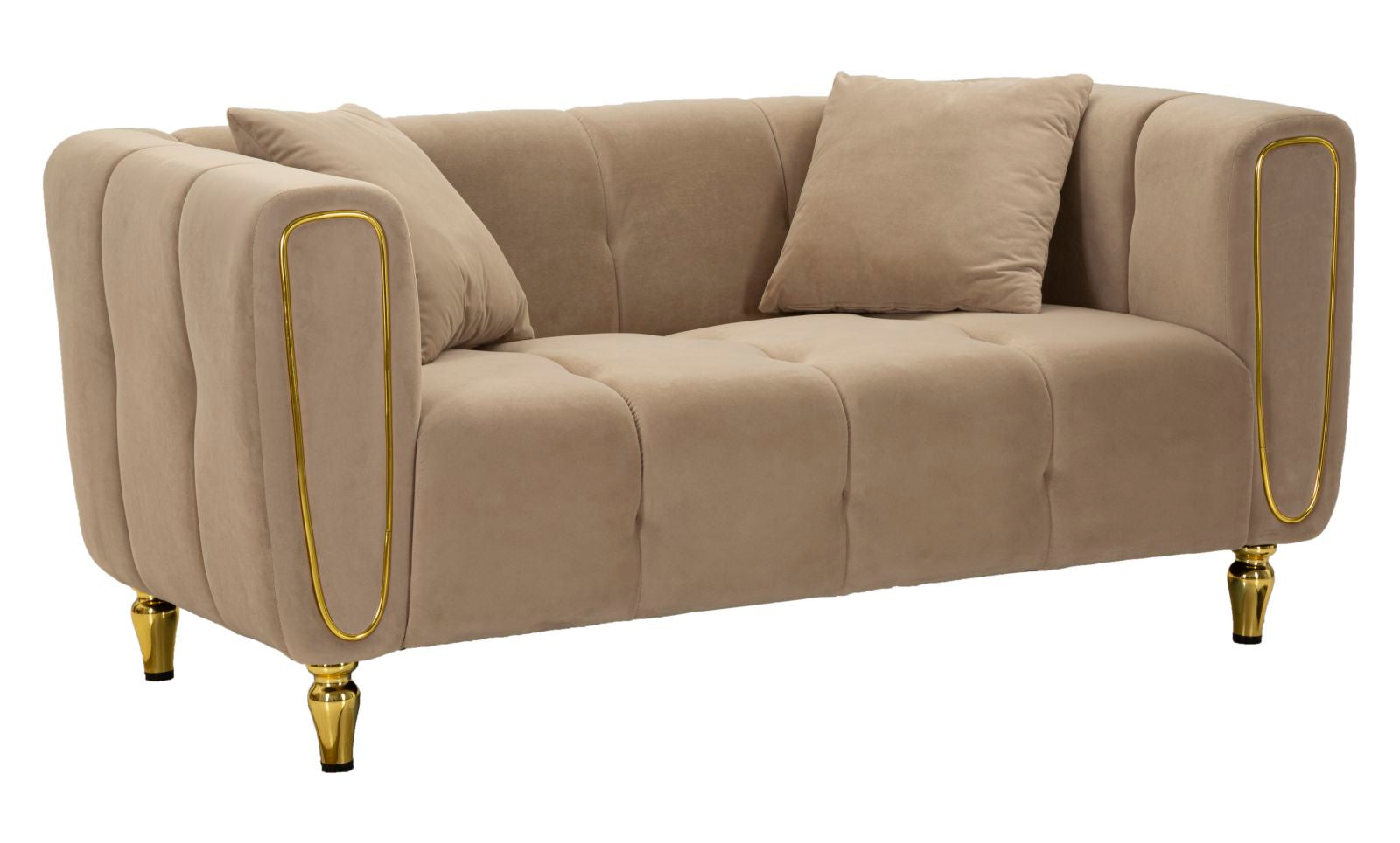 Glam 2-personers sofa med gyldne ben   -  155x81x71 cm