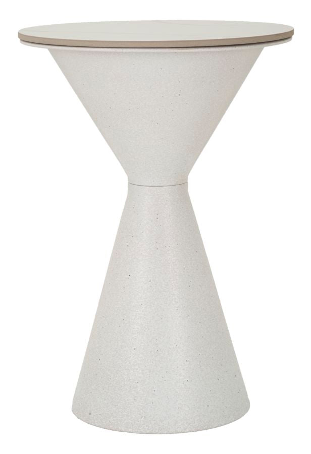 Bord i hvid, metal og keramik  -  44x5x63 cm