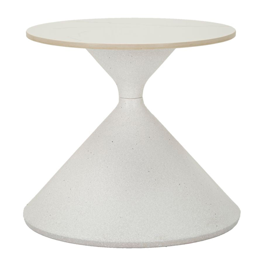 Bord i hvid, metal og keramik  -  42x40 cm