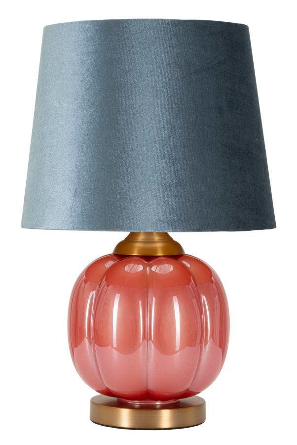 Bordlampe i glas, jern og stof  -  32x5x50 cm