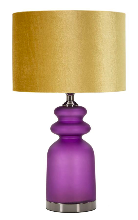 Bordlampe, glas, jern og stof  -  32x5x57 cm