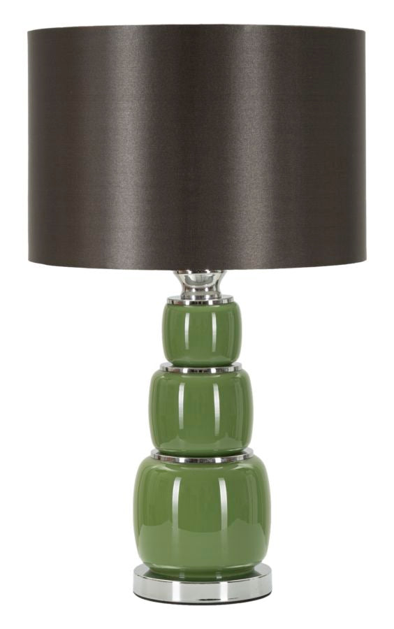 Bordlampe i glas, jern og stof  -  32x5x55 cm