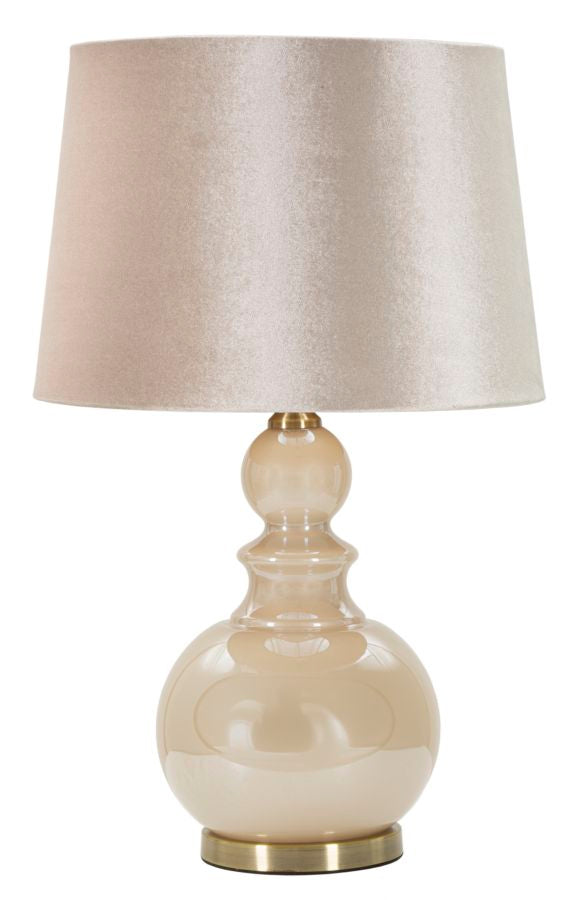 Bordlampe i glas, jern og stof  -  37x5x61 cm
